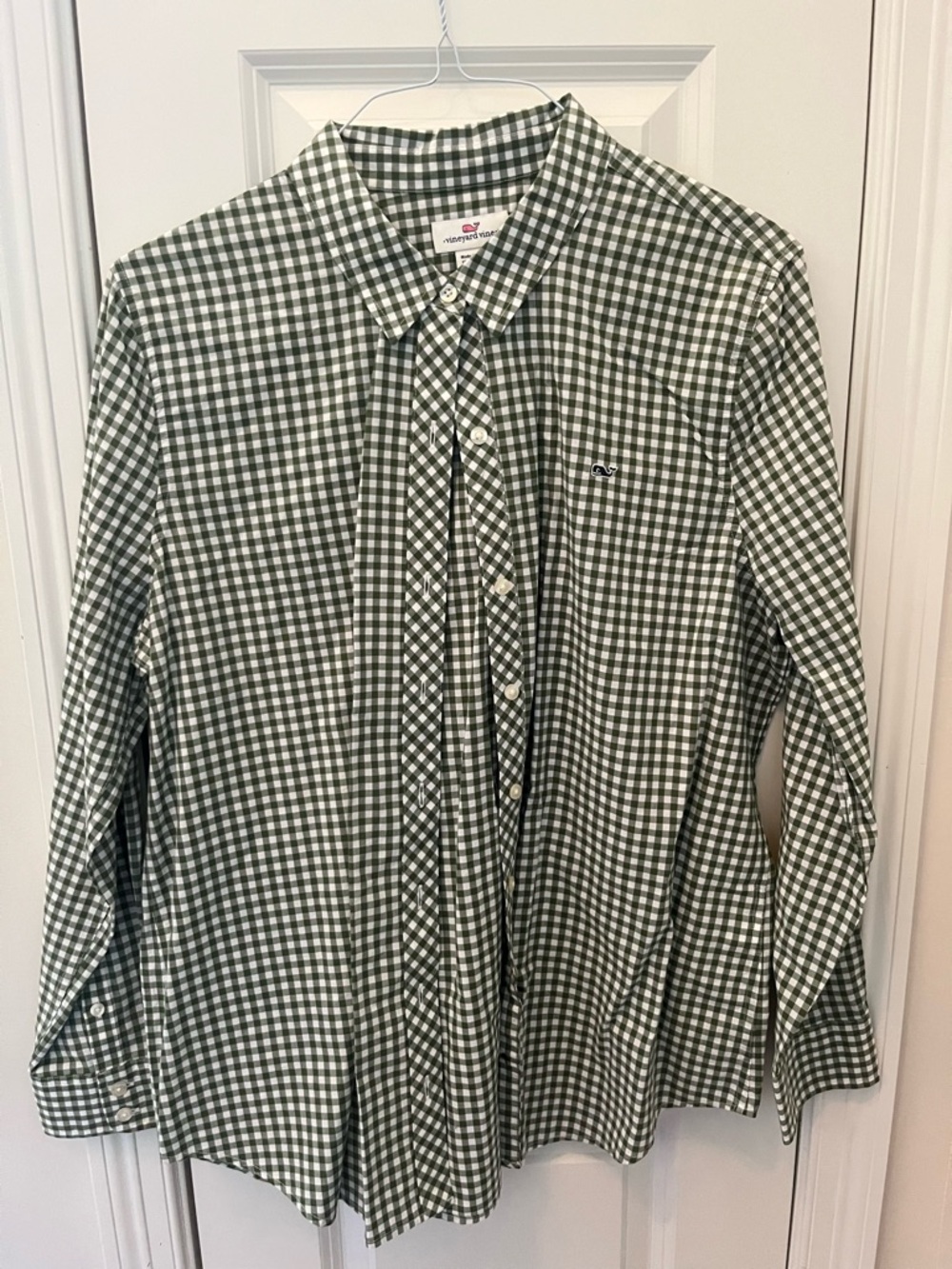 Vineyard Vines Green and White Gingham Button-Down Shirt